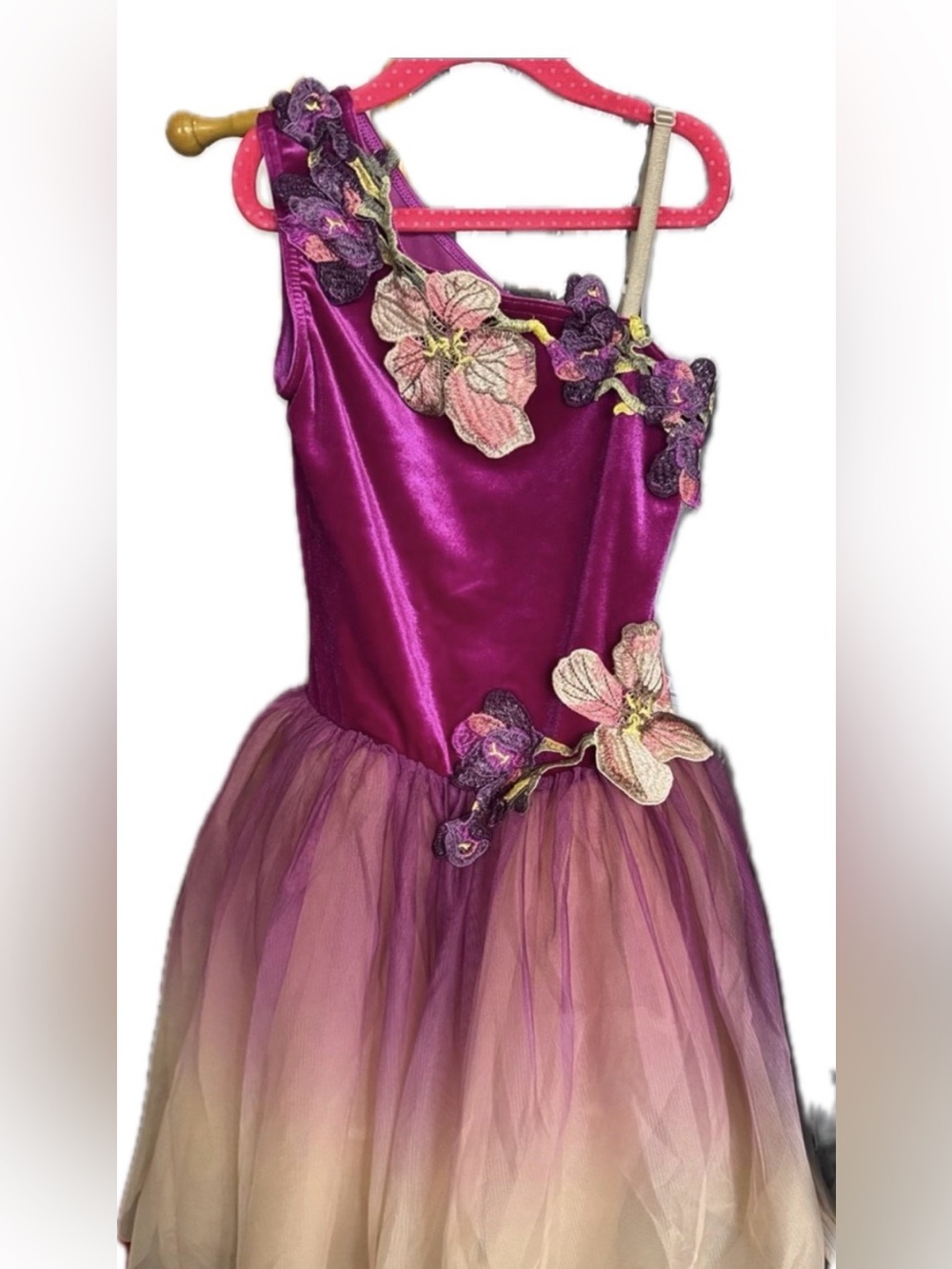 A Wish Come True Girls' Magenta Pink Ombre Floral Tutu Dress Flower Duet Sangria